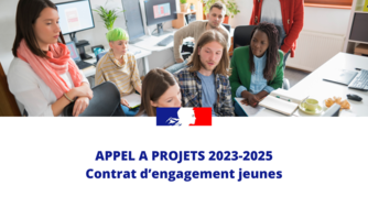 Affiche "Appel à projets 2023-2025, contrat d'engagement jeunes".