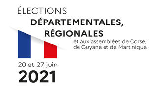 Affiche "Elections départementales et régionales" avec un visuel du drapeau français.