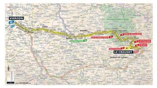 Carte de l'itinéraire du Tour de France lors de l'étape passant par Nevers.