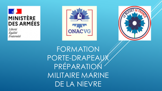 Affiche avec le slogan "Formation porte-drapeau préparation militaire marine de la Nièvre".
